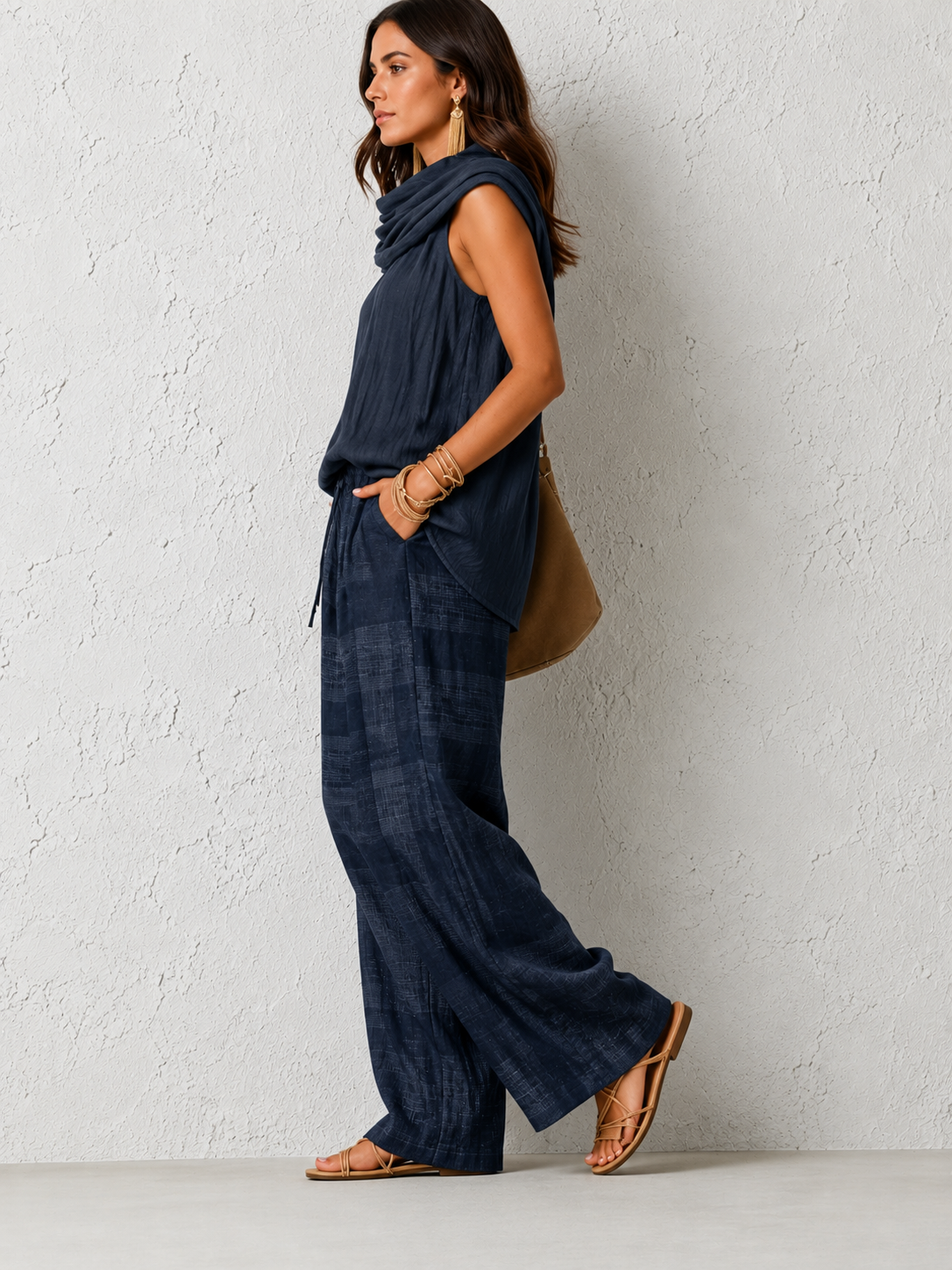 OFELIA™ | CONJUNTO NATURAL CÓMODO Y ELEGANTE AZUL OSCURO