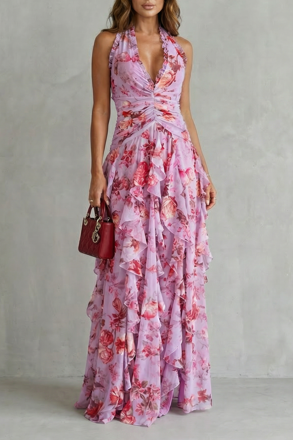 Ropa Larga Elegante con Cuello Halter - Maison Claire et Sylvie
