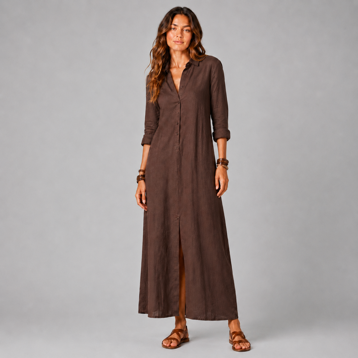 VERA | VESTIDO LARGO Y HOLGADO CON BOTONES