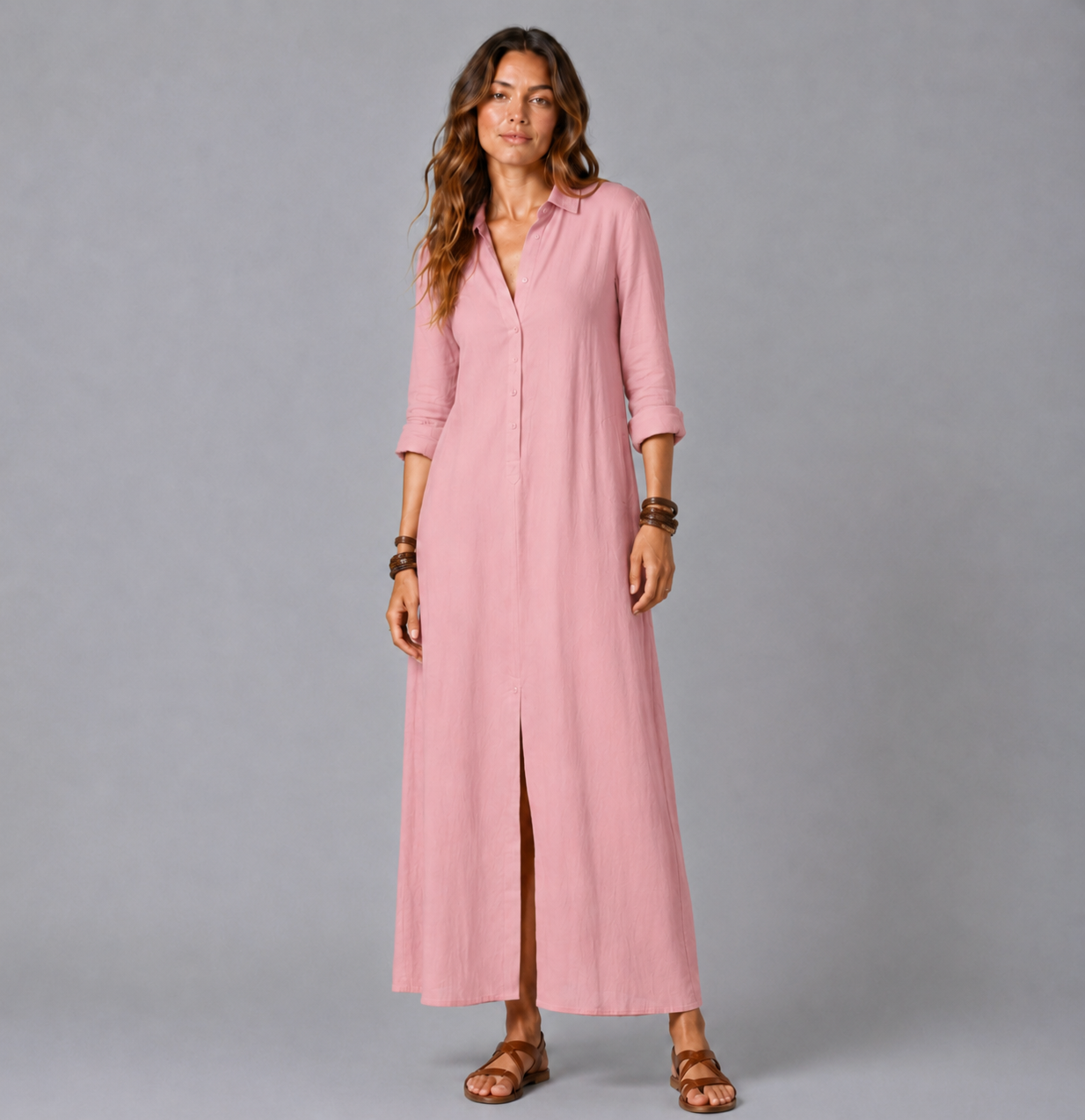VERA | VESTIDO LARGO Y HOLGADO CON BOTONES