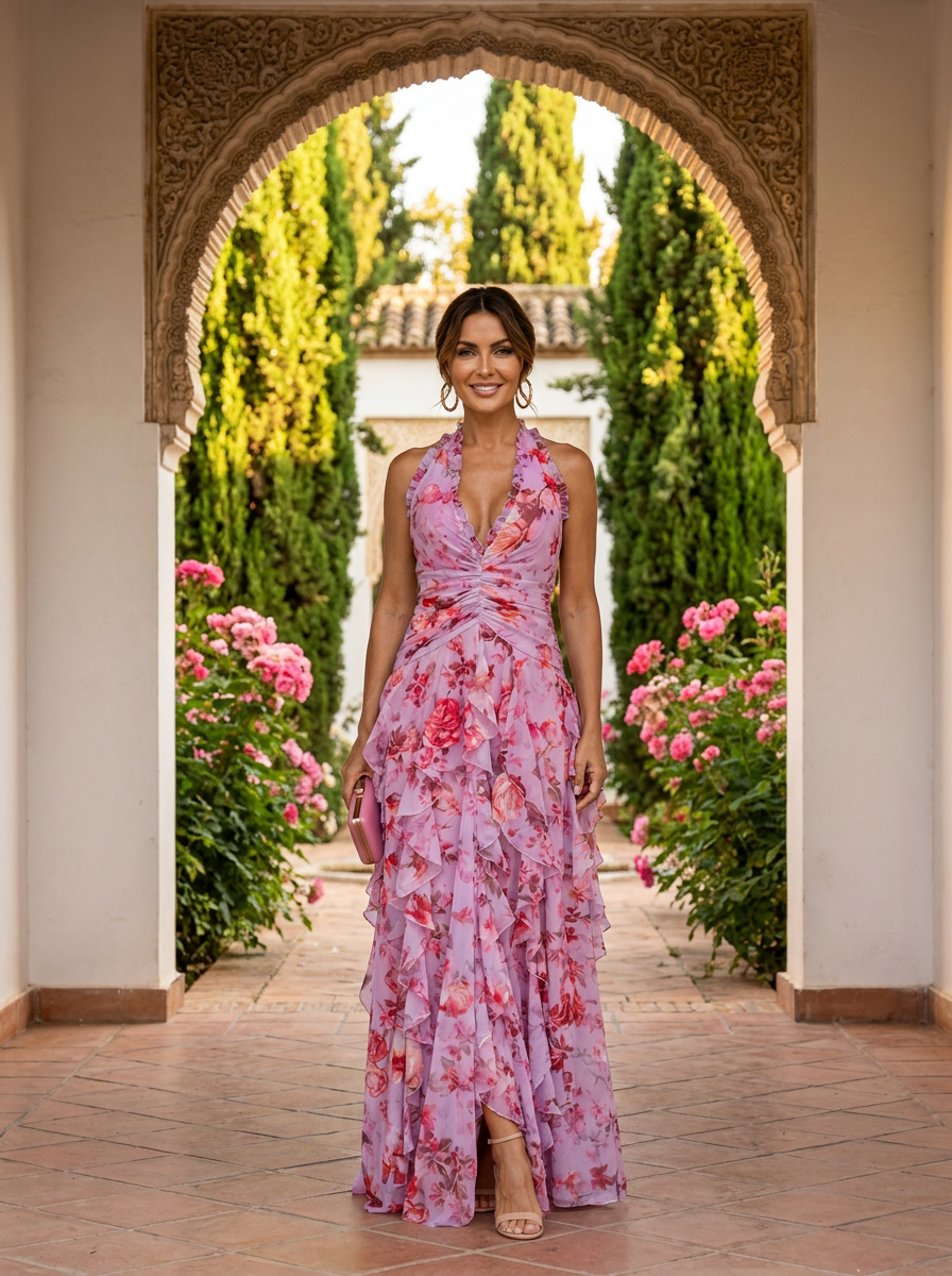 Ropa Larga Elegante con Cuello Halter - Maison Claire et Sylvie