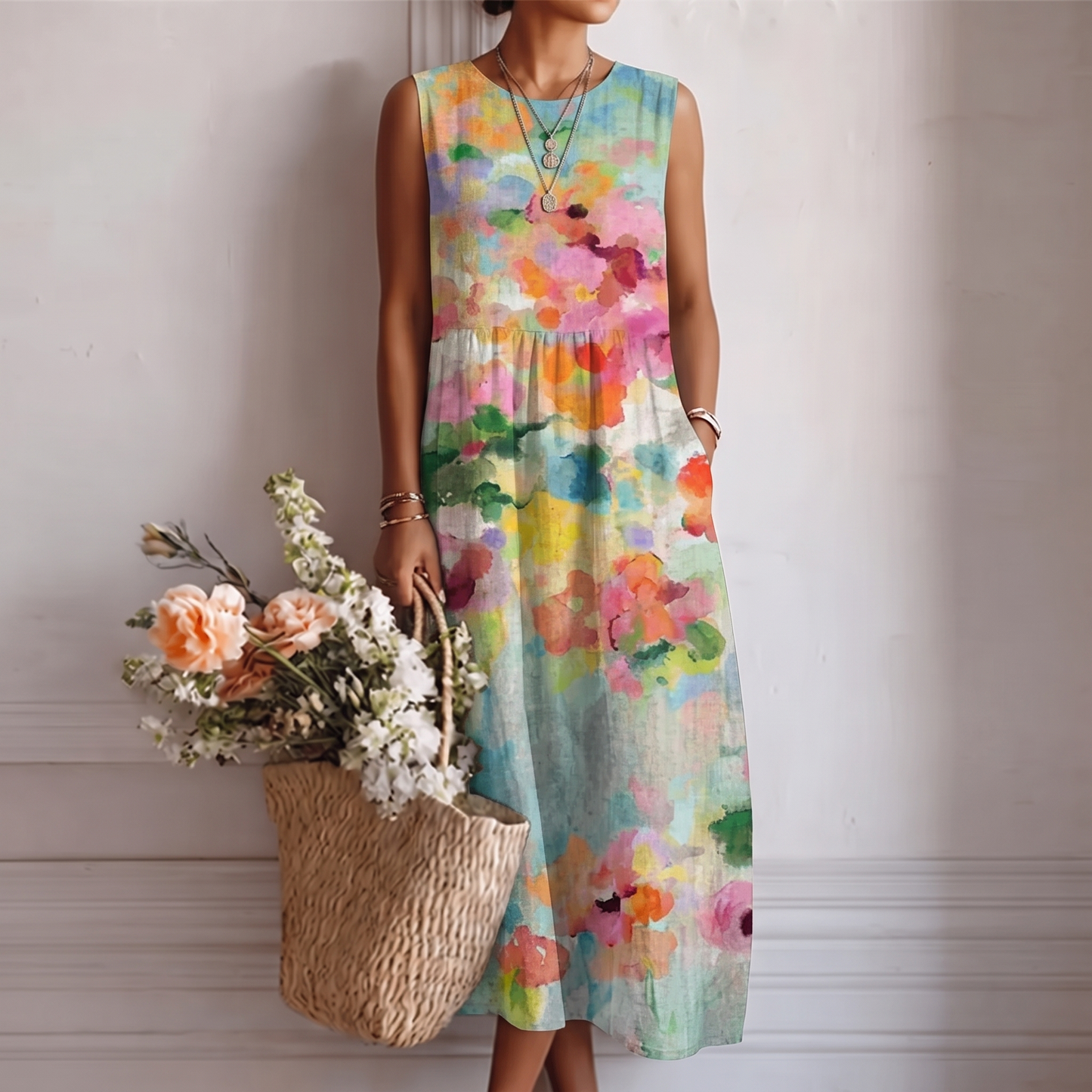 NADIA™ | VESTIDO MIDI MULTICOLOR ELEGANTE