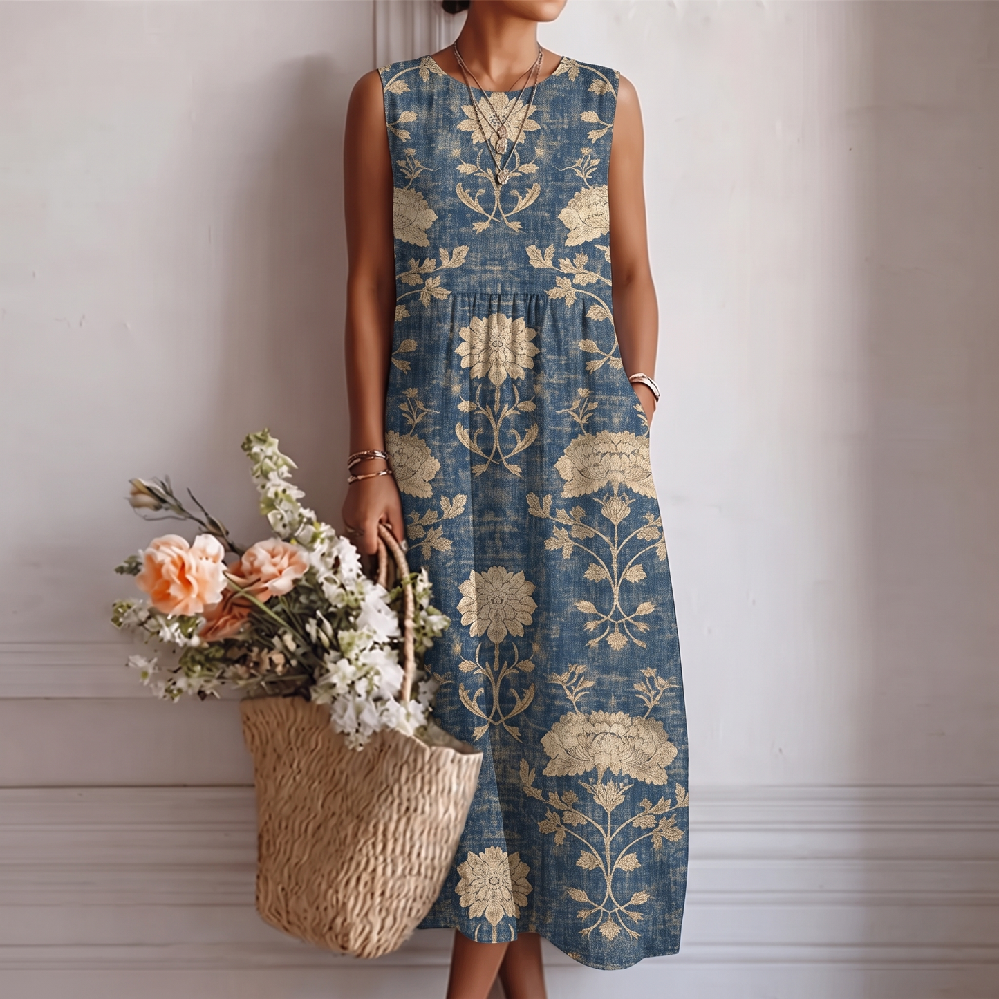 SERAFINA™ | VESTIDO MIDI FLORAL CLÁSICO
