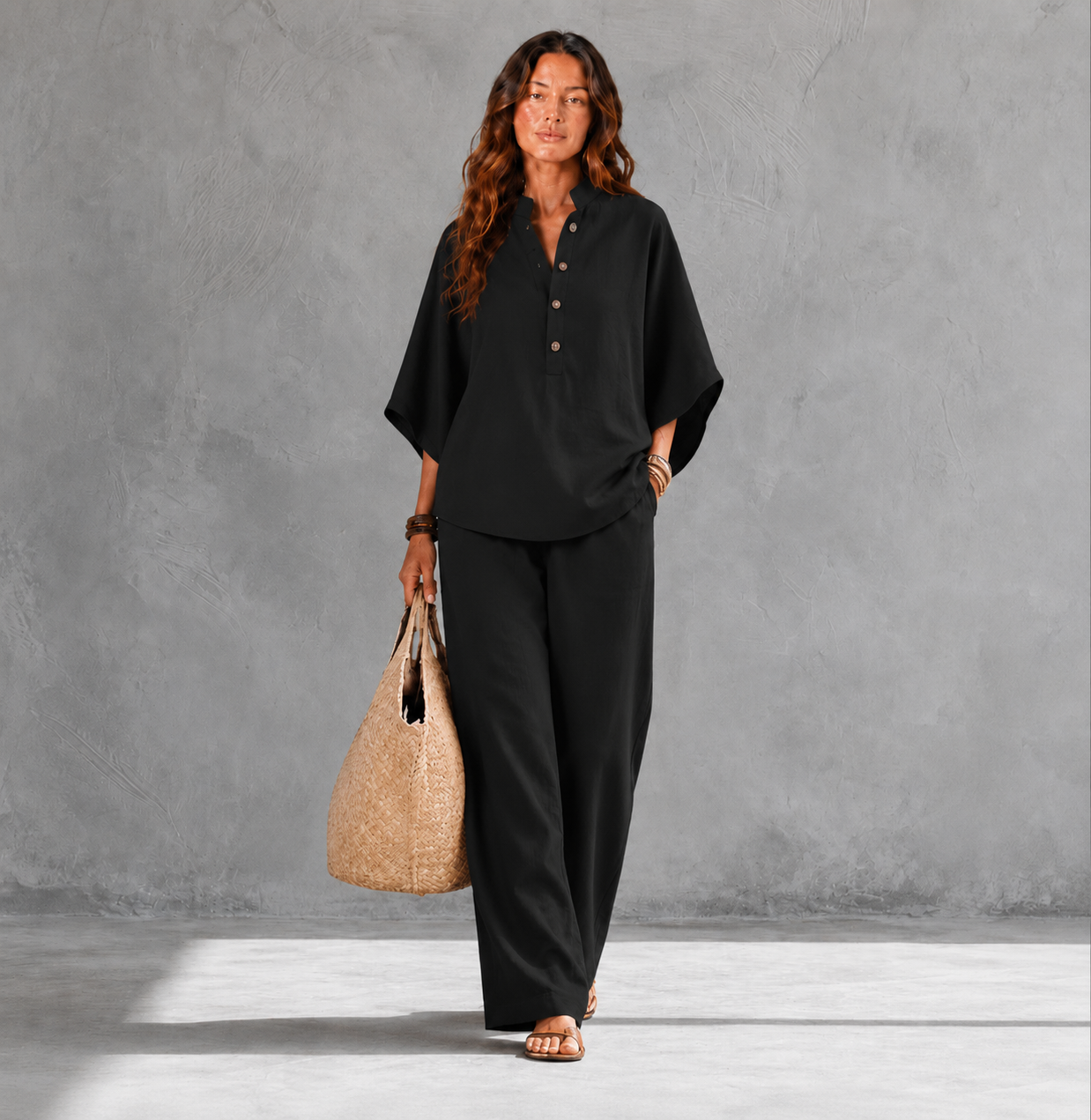 MARIBEL™ | CONJUNTO COMPLETO CON MANGAS DE MURCIÉLAGO Y PANTALONES ANCHOS