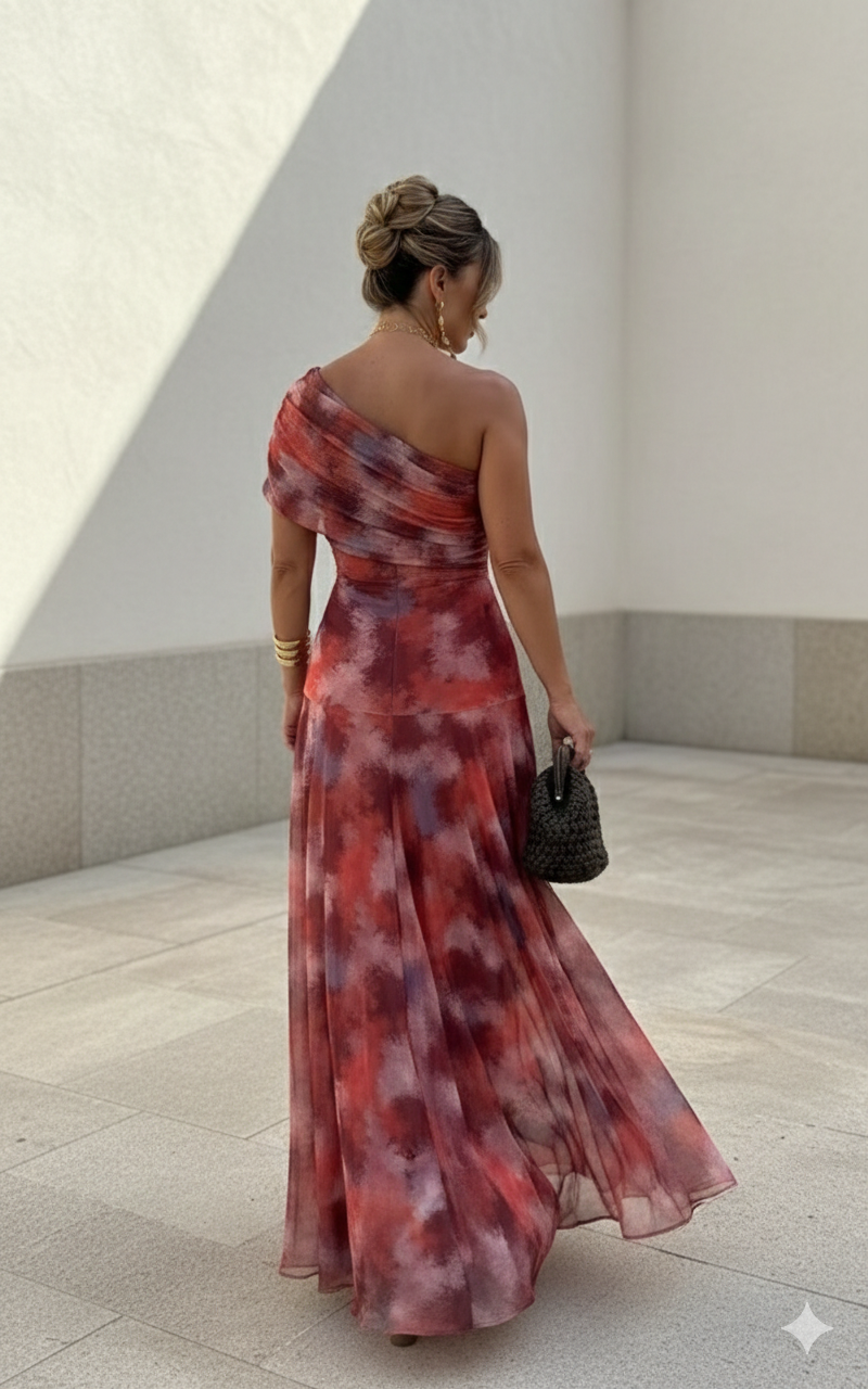 Vestido largo fluido de satén, elegancia atemporal en Maison Claire y Sylvie